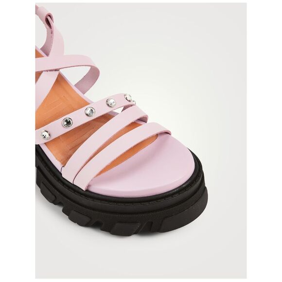 GANNI Womens Pink 2" Platform Round Toe Block Heel Leather Slingback Sandal 40 - Picture 3 of 3